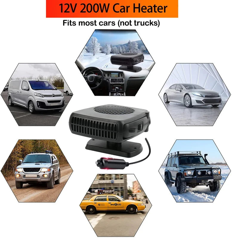 Car Defroster Heater Cooler 12V/24V 200W Portable Vehicle Heating Cooling Fan Windshield Electric Demister Mini Air Conditioner Peaceful Pleasures Health and Wellness