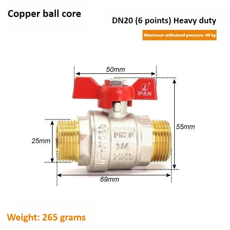 Brass Globe Valve Butterfly Handle 1/4"–3/4" Male Thread