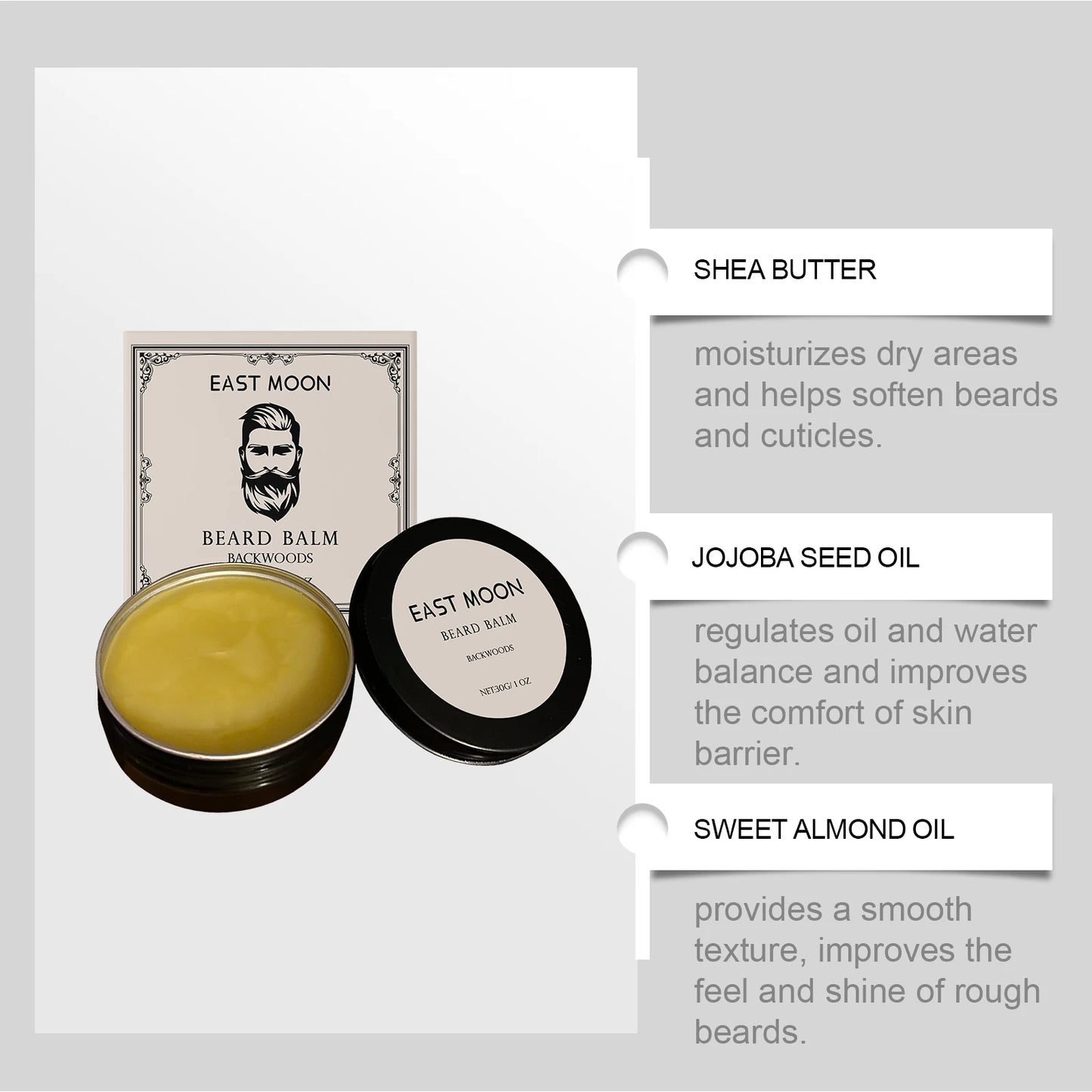 East Moon Shea Butter Beard Balm | Moisturize, Smooth & Reduce Frizz