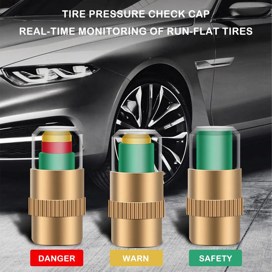 Cars Tire Air Pressure Monitor Alert 4Pcs/set Indicator Tire Valve Cap Gauge Car Accessories Car Tyre Pressure Gauge Caps Useful Peaceful Pleasures Health and Wellness