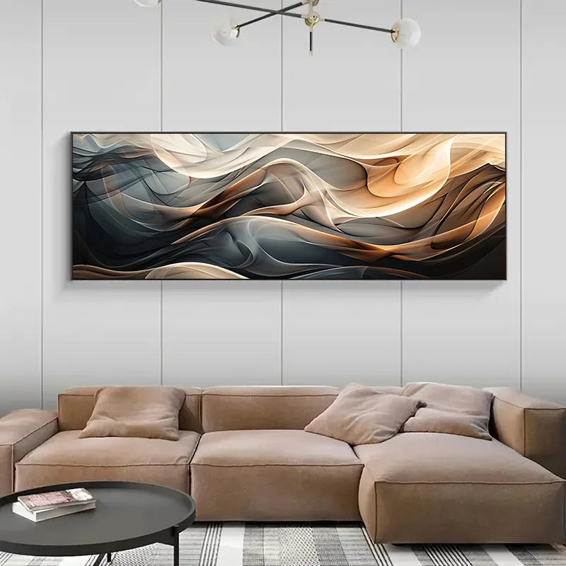 1pc Frameless Modern Abstract Wave Art Canvas Poster, Cuadros No Frame, for Bedroom and Living Room Decoration Wall Art Peaceful Pleasures Health and Wellness