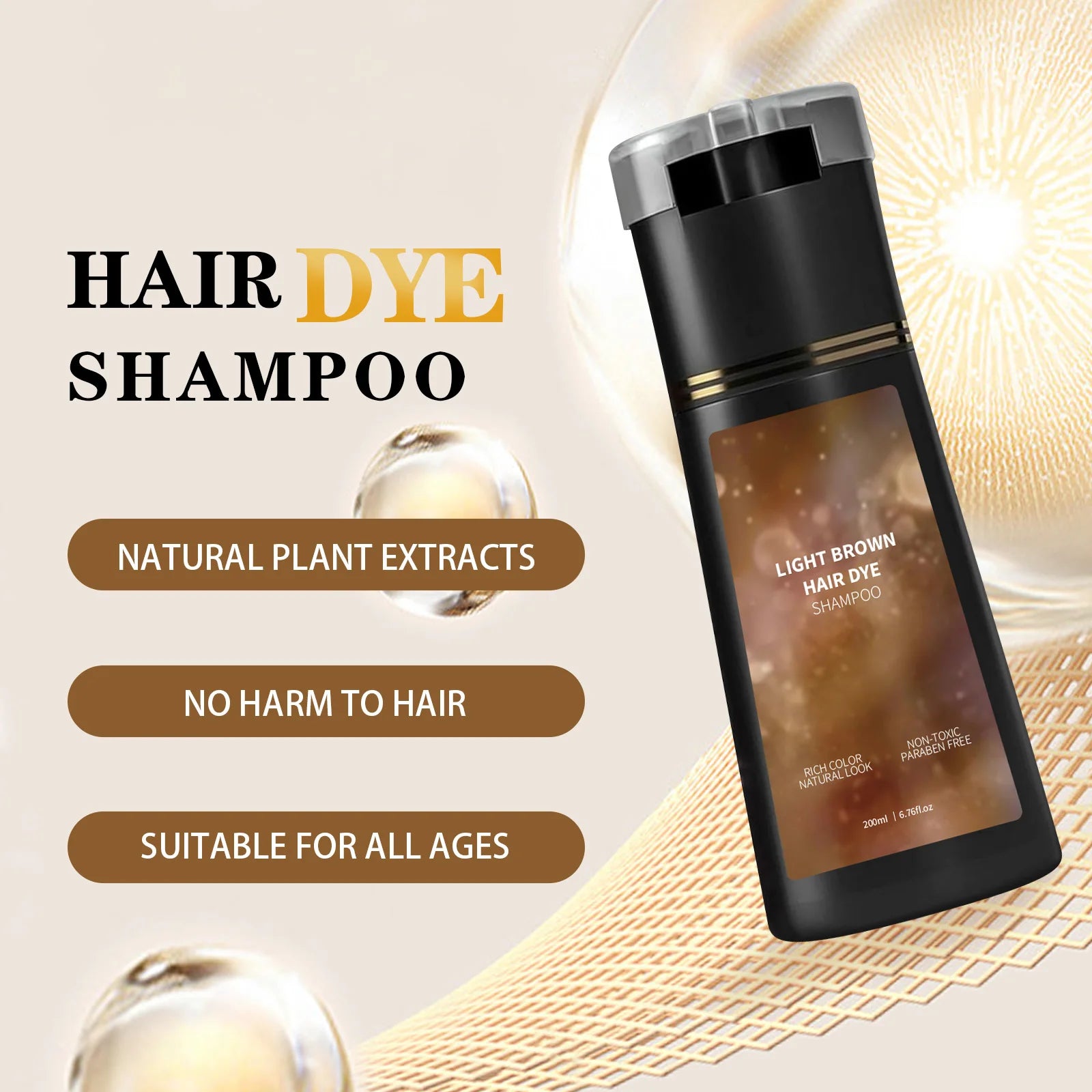 200ml Hair Dye Shampoo Natural Black Brown Color Coverage Long Lasting Grey Tint Root Touch Up Salon Home Use Shampoo Hair Care Peaceful Pleasures Health and Wellness