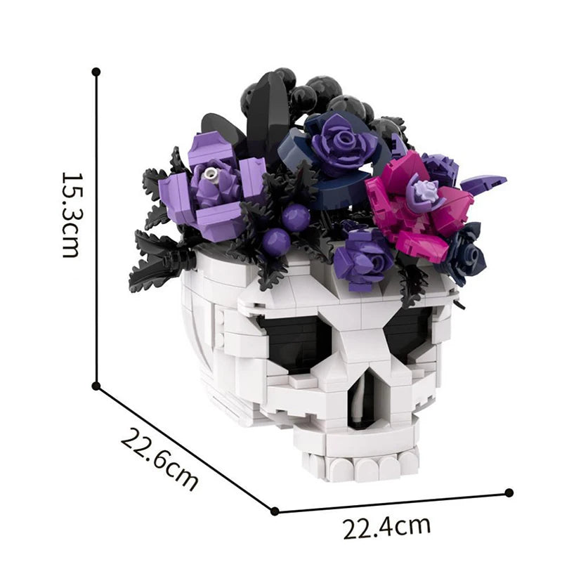 Gothic Skull Rose Bouquet MOC Building Blocks Set | Ages 14+