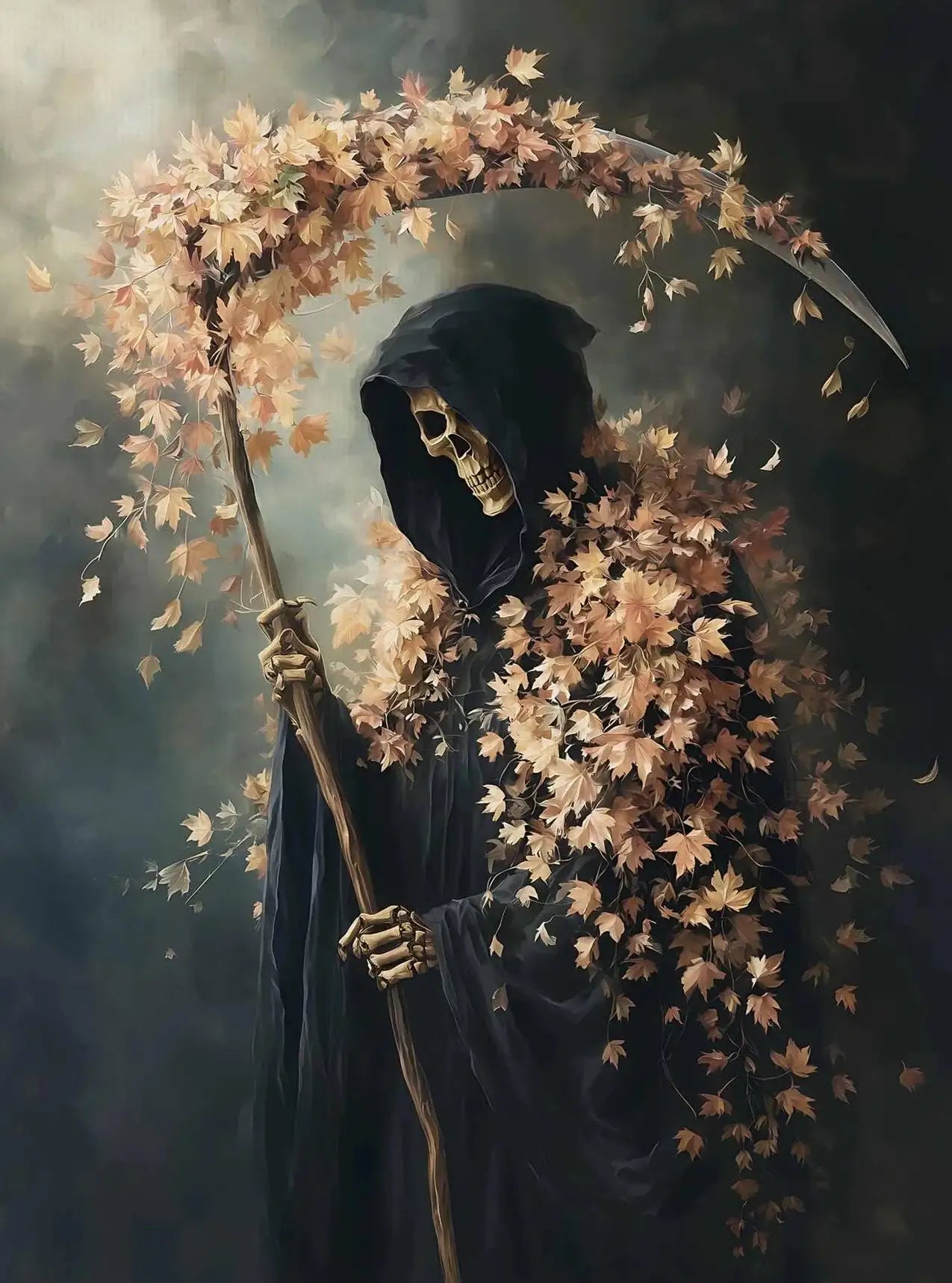 Dark Victorian Reaper Crow Ghost Canvas Wall Art Print | Gothic