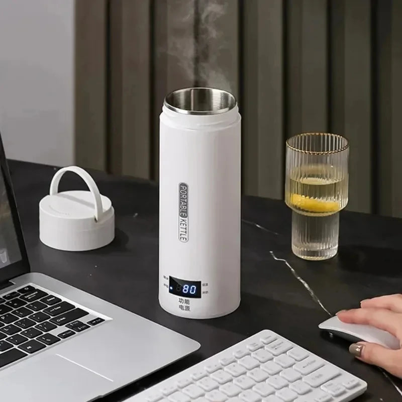 450ML Electric Kettles Portable Tea Coffee Kettle Travel Boil Water Thermal Cup Anti-Scald Water Bottle English Menu Peaceful Pleasures Health and Wellness