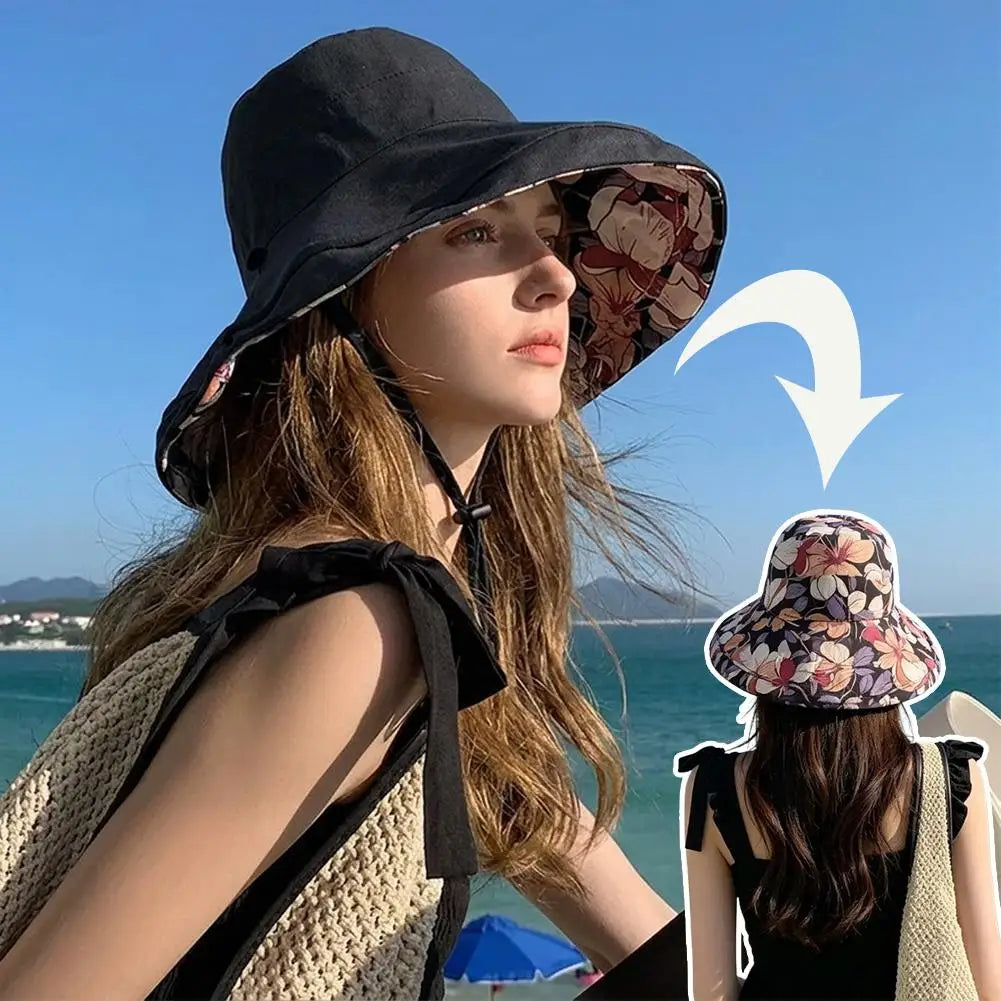 Women's Reversible Floral Bucket Hat | Wide Brim UV Sun Hat