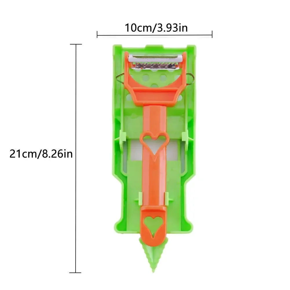 Multi Functional Fruit Vegetable Peeler 2-in-1 Fruit Slicer & Onion Chopper Tool Strips Steel Easy To Clean Kitchen Peeling Tool Peaceful Pleasures Health and Wellness
