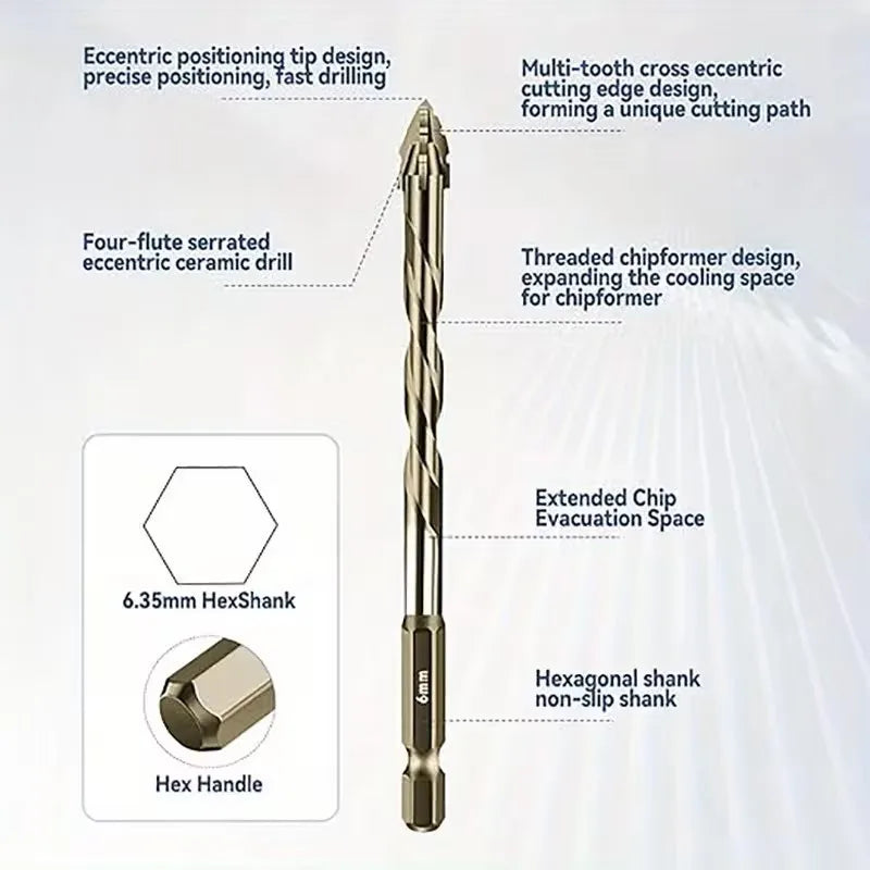4-Piece Tungsten Carbide Drill Bit Set – Masonry, Glass & Wood