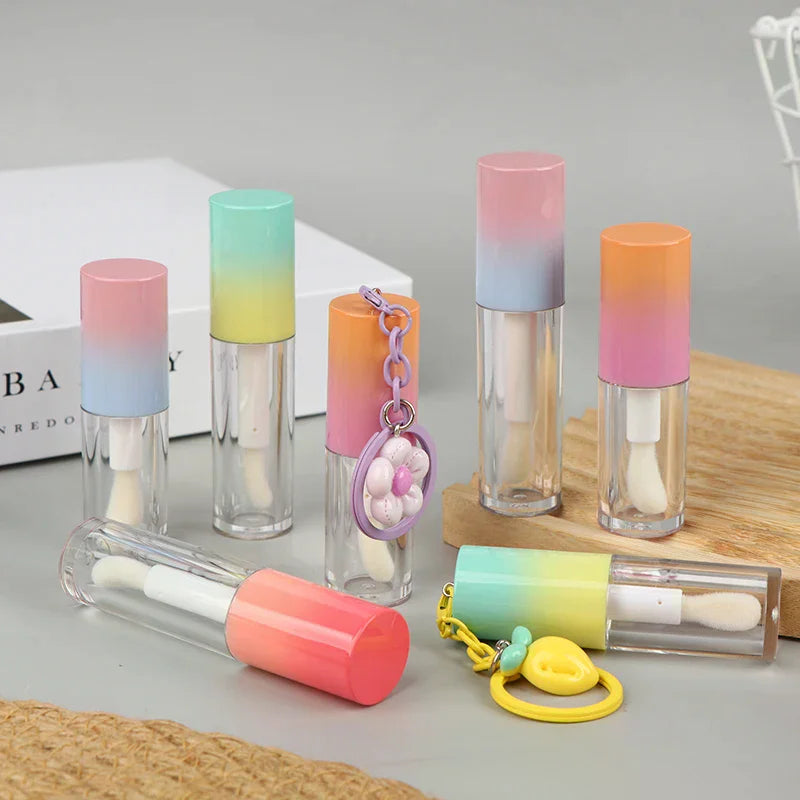 Lip Glaze Bottle With Keychain Gradient Empty Lipstick Gloss Tube Refillable Liquid Container Bottle Lipgloss Sample Bottle Peaceful Pleasures Health and Wellness