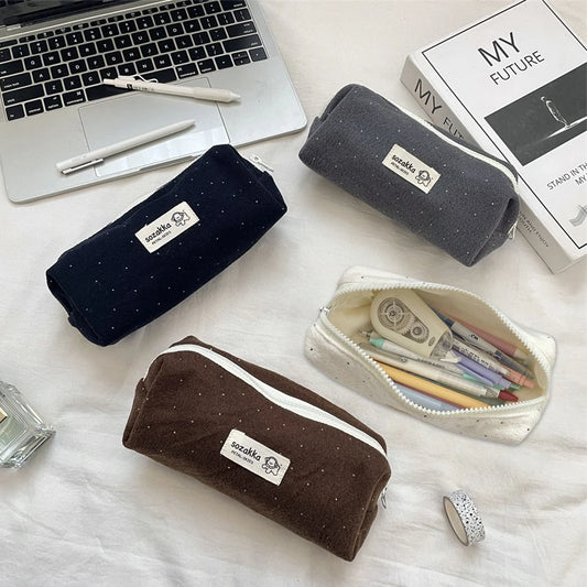 Plaid Felt Pencil Case – Large Capacity Student Organizer Pouch Pencil Case Pouch Peaceful Pleasures Health and Wellness