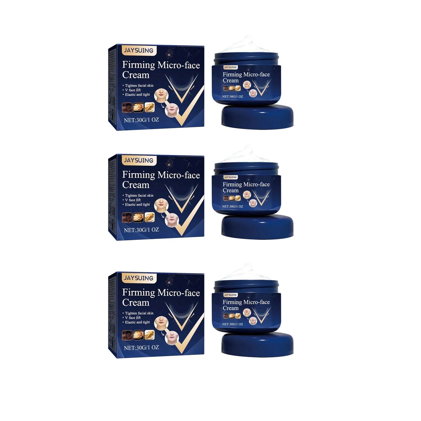 V-Shape Face Firming Cream – Jawline Lift & Double Chin Peaceful Pleasures Health and Wellness 3Pcs