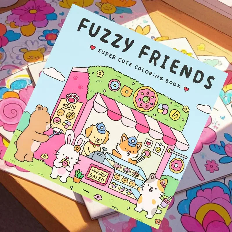 Fuzzy Friends Bold Easy Patterns Coloring Book Adults Cute Drawing
