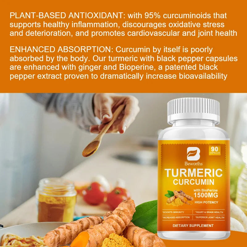 Turmeric & Black Pepper Capsules – Joint Support 90ct Peaceful Pleasures Health and Wellness