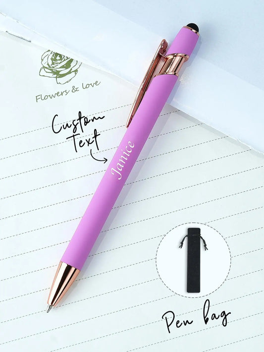 Custom Name Ballpoint Pen Personalized Engraved Stylus Soft Touch 10 Colors Gift For Coupes Teacher Student Back To School Peaceful Pleasures Health and Wellness