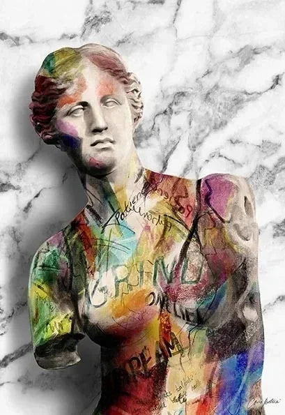 Statue of David Graffiti Art Canvas Print | Street Wall Art