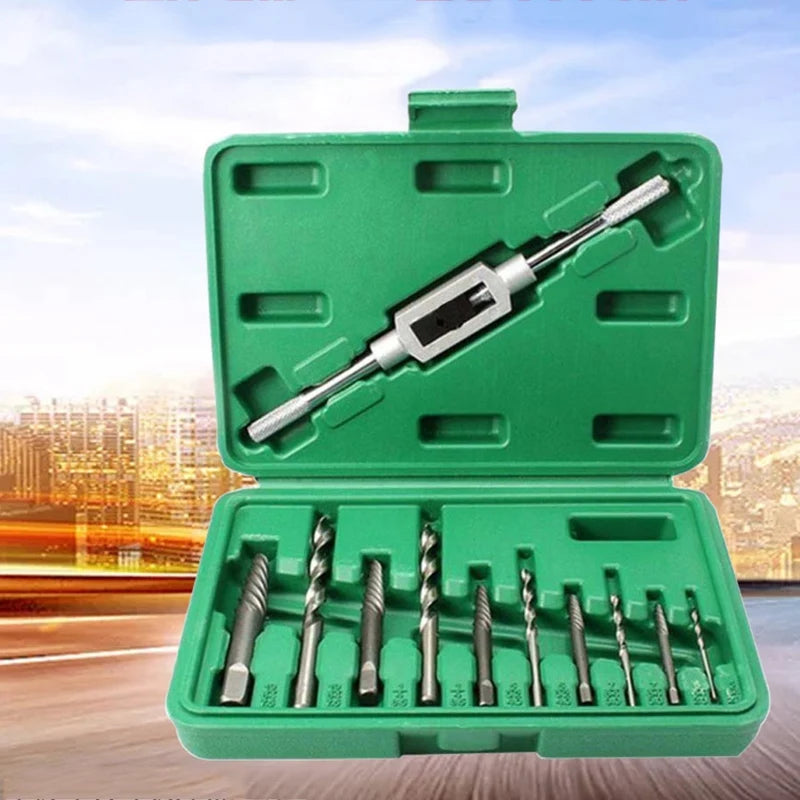 A36T-11Pcs Damaged Screw Extractor Set Remove Stripped Or Broken Screws Bolt Fastener Easy Out With Right Handed Boring Drill Bi Peaceful Pleasures Health and Wellness