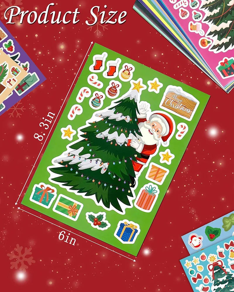 Christmas Tree Party Favors Stickers Kids DIY Puzzle Childern Gifts
