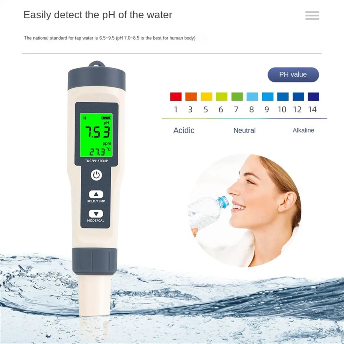 3-in-1 Water Quality Tester – TDS, pH & Temp Meter Pen Peaceful Pleasures Health and Wellness