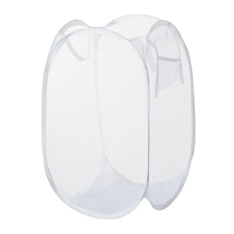 Foldable Hand-Held Laundry Basket Dirty Clothes Storage Grid Basket Household Organizer for Clothes Home Storage Toy Basket Peaceful Pleasures Health and Wellness WHITE