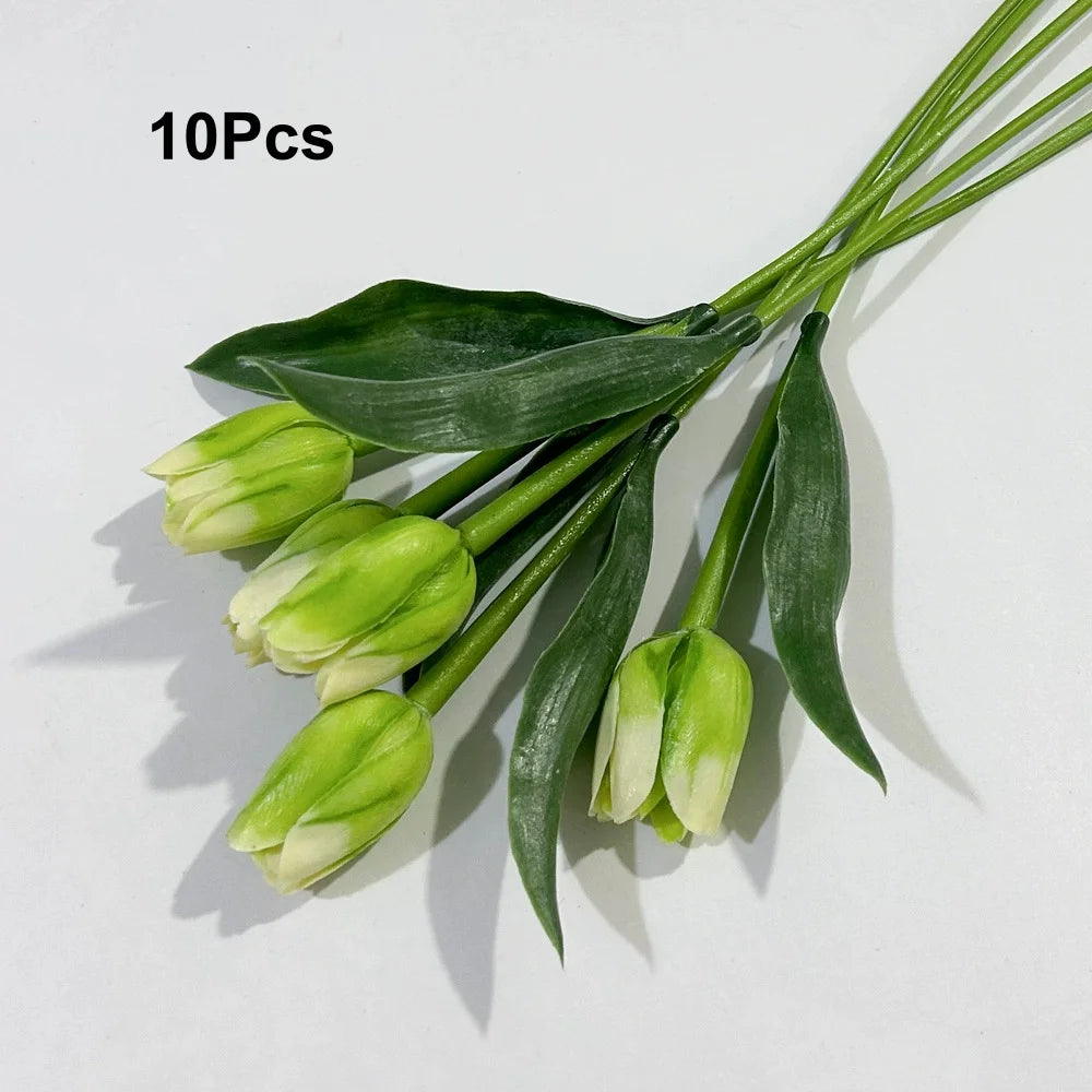 10-Pack Real Touch Artificial Tulips Faux Bouquet | Home & Wedding