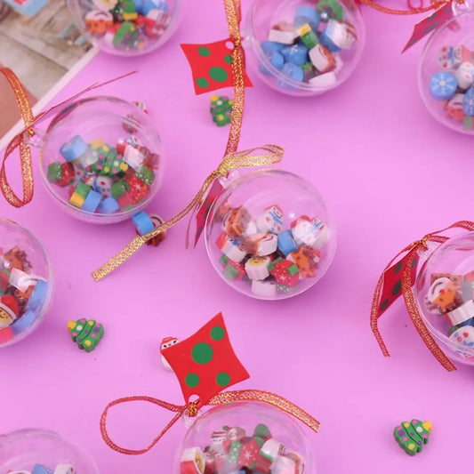 Kawaii Christmas Mini Eraser Ball Set – 22pcs Santa & Snowman Novelty Eraser Set Peaceful Pleasures Health and Wellness