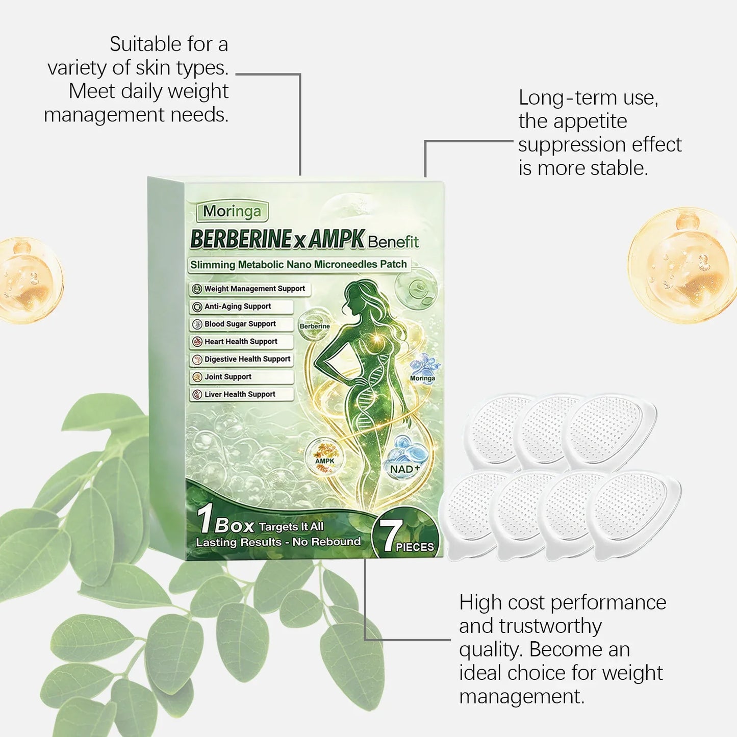 Moringa Microneedle Body Care Patch – Breathable, 7 Pcs