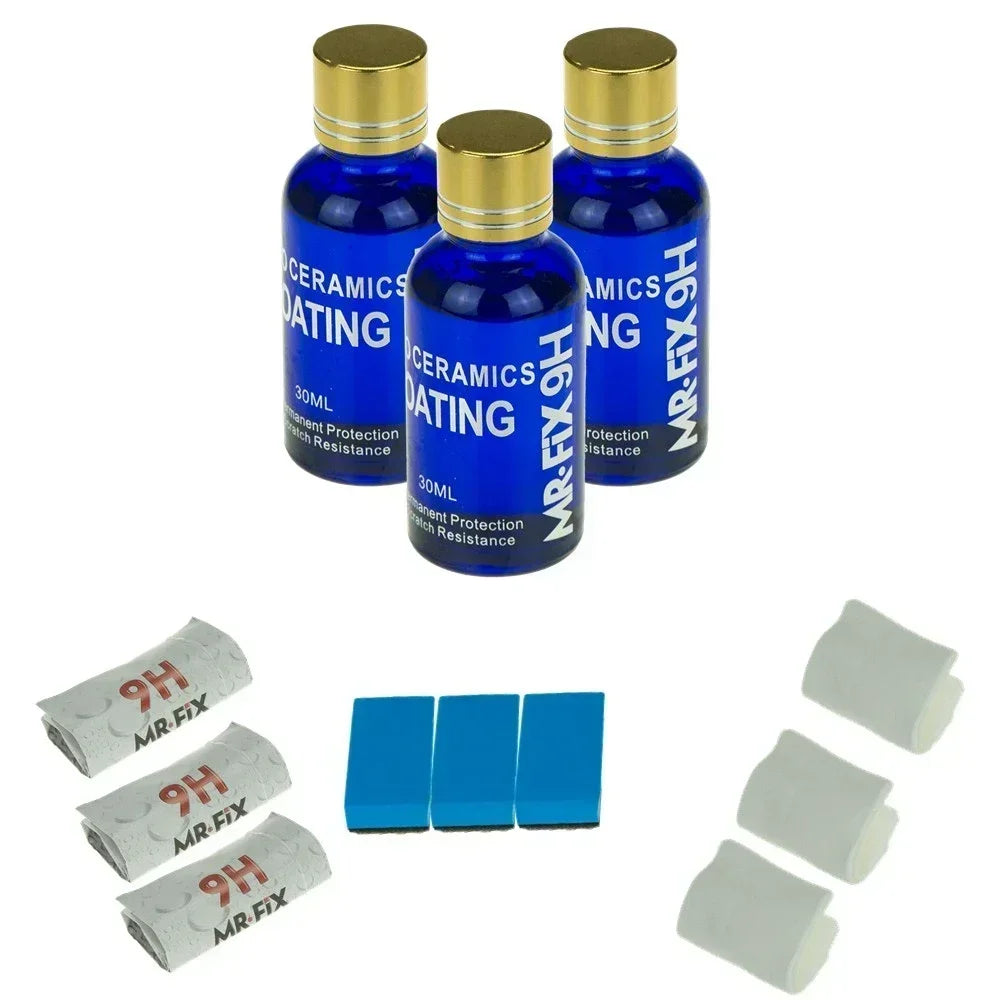 3PCS 9H Car Liquid Ceramic Coat Super Hydrophobic Glass Coating Set Polysiloxane and Nano Materials Ceramics for Cars and Motor Peaceful Pleasures Health and Wellness