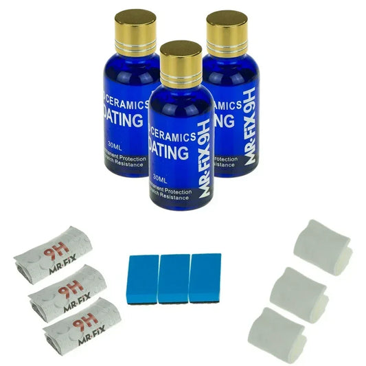 3PCS 9H Car Liquid Ceramic Coat Super Hydrophobic Glass Coating Set Polysiloxane and Nano Materials Ceramics for Cars and Motor Peaceful Pleasures Health and Wellness