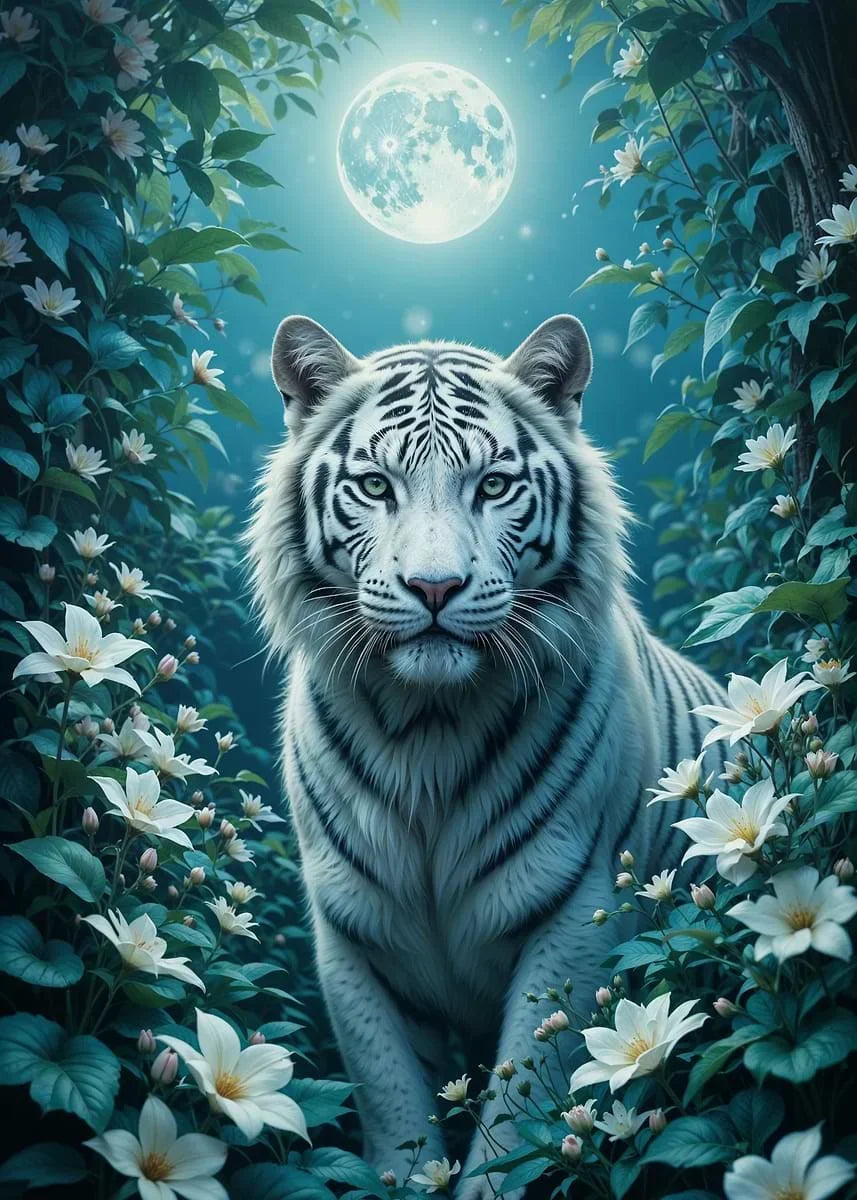 Tropical Tiger Forest Canvas Wall Art | Minimalist Home Decor
