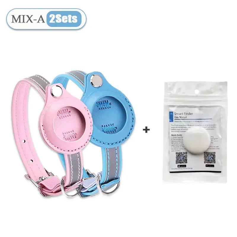 Leather Pet Collar with Apple AirTag Holder | Dog & Cat