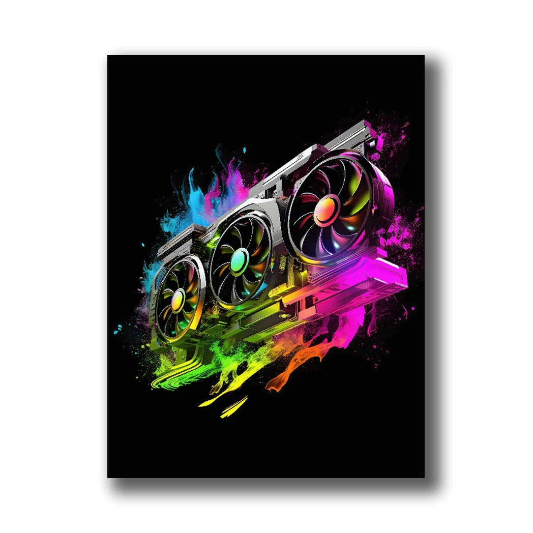 Neon Gaming Canvas Wall Art | Gamepad & Character Poster