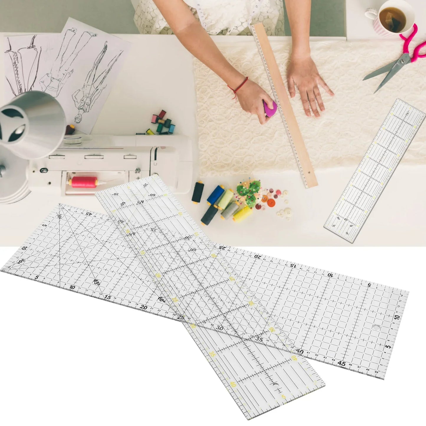 Quilting Ruler Multifunction Sewing Drawing Drafting Crafts Scale