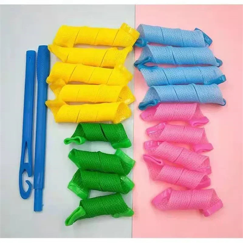 18-Piece Heatless Hair Curlers – Bendy Magic Rollers for Curls