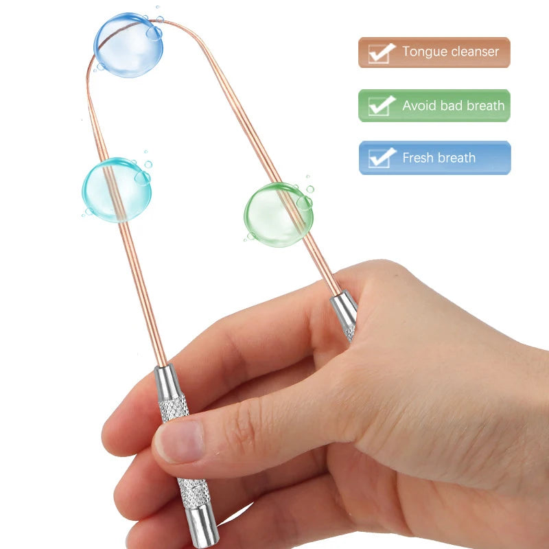 1PCS Copper Tongue Scraper Oral Tongue Cleaner Brush Tongue Toothbrush Oral Hygiene High Quality Tounge Scraper Peaceful Pleasures Health and Wellness