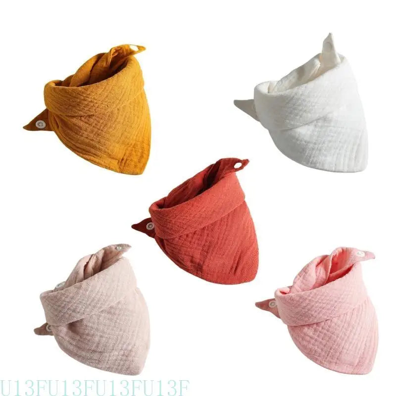 5-Pack Soft Cotton Baby Bandana Bibs | Snap Button Drool Cloths