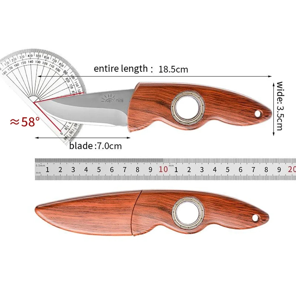 Survival Rotating Knife Outdoor Camping Gear High Hardness EDC Tool Portable Wood Pocket Knife Hunting Bushcraft Equipment Peaceful Pleasures Health and Wellness fruit knife