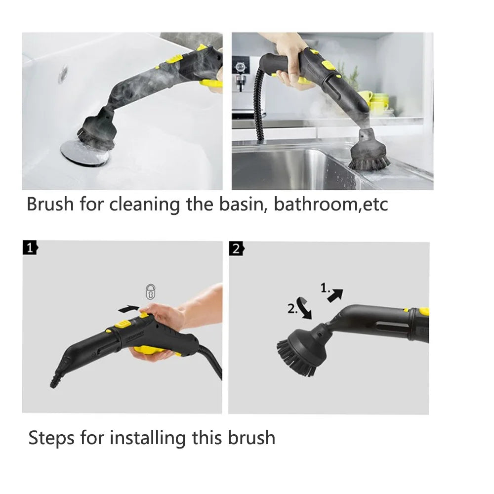 5-Pc Round Brush Set for Karcher SC1–SC7 Steam Cleaners