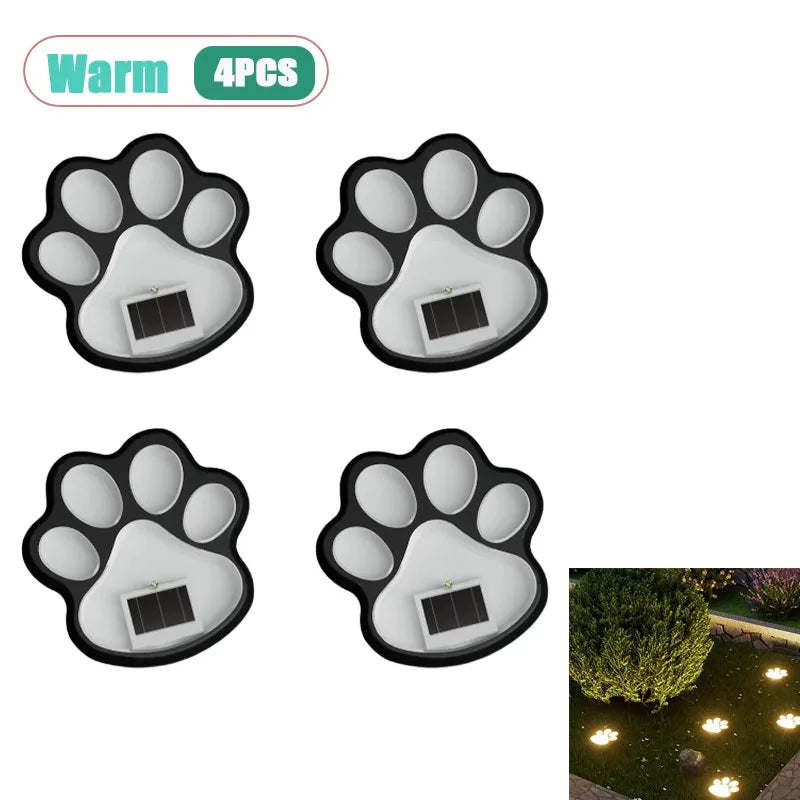 Solar Paw Print Garden Path Lights – LED, Waterproof, Auto On/Off