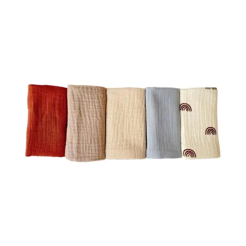 5-Pack Baby Burp Cloths | 4-Layer Soft Cotton Face Towels