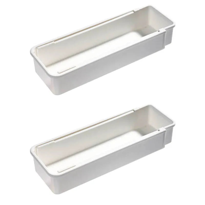 Expandable Silverware Drawer Organizer | White Utensil Tray