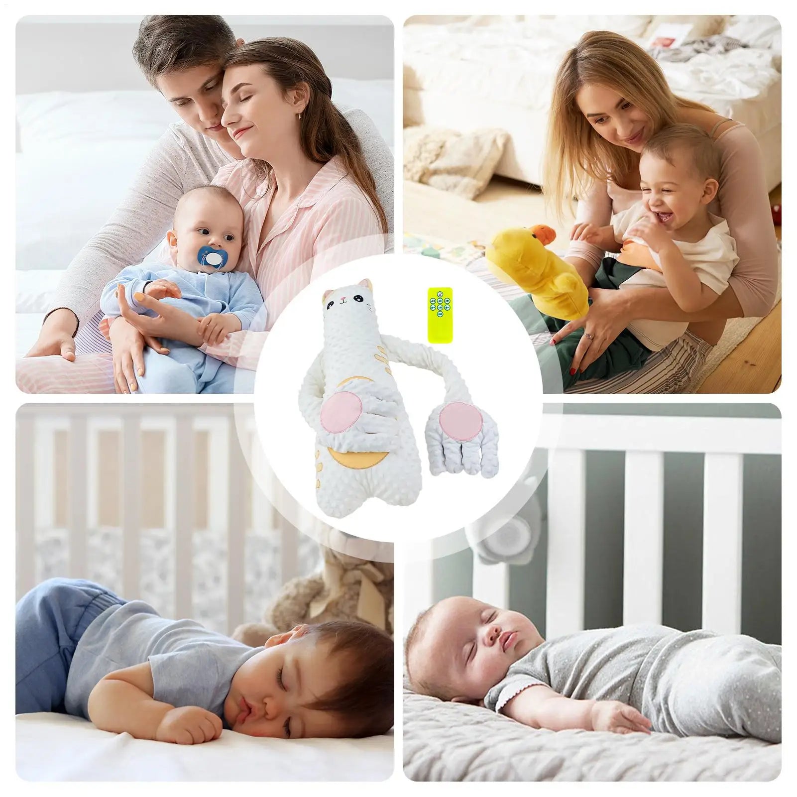 Patting Soother Pillow for Kids, Soft Hugging Electric Plush Toy with Remote Gentle Vibration Calmings Sleep Aid for Bed Crib Peaceful Pleasures Health and Wellness