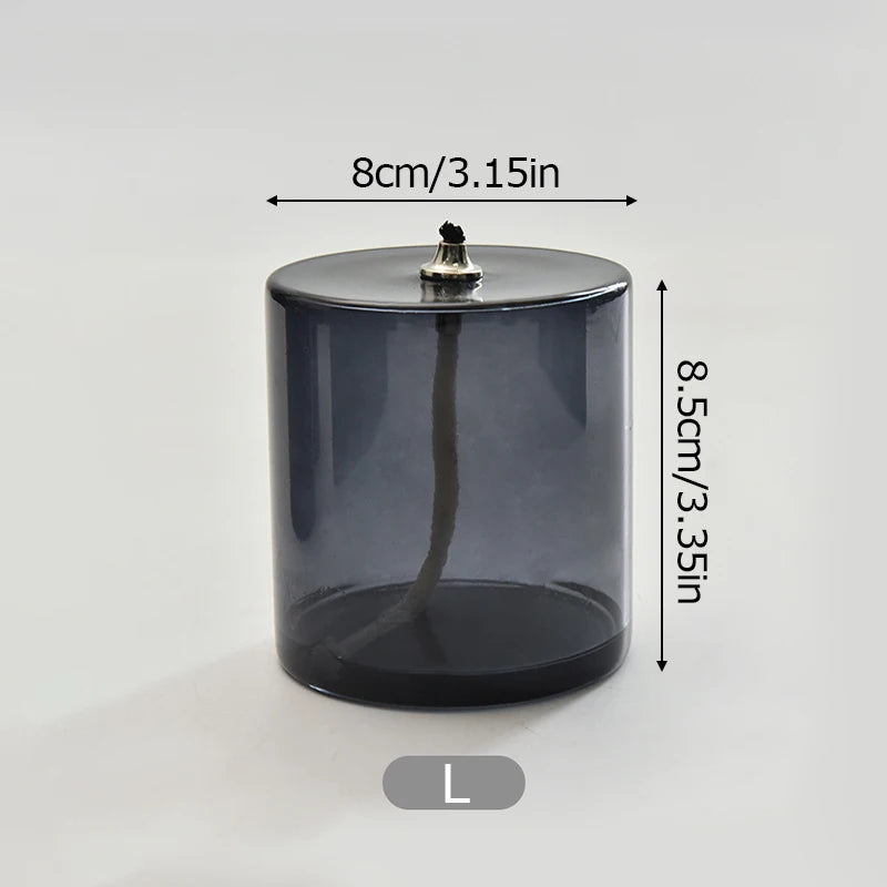 Creative Colorful Handcrafted Glass Candlestick Oil Lamp European Decorative Home Ornament Fashionable Home Decoration Practical Peaceful Pleasures Health and Wellness Grey L