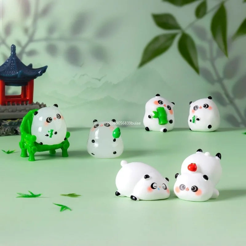 1Pcs Panda Resin Figurine Animal Model DIY Home Decor Miniature Fairy Garden Decoration Accessories Modern Desk Decoration Peaceful Pleasures Health and Wellness