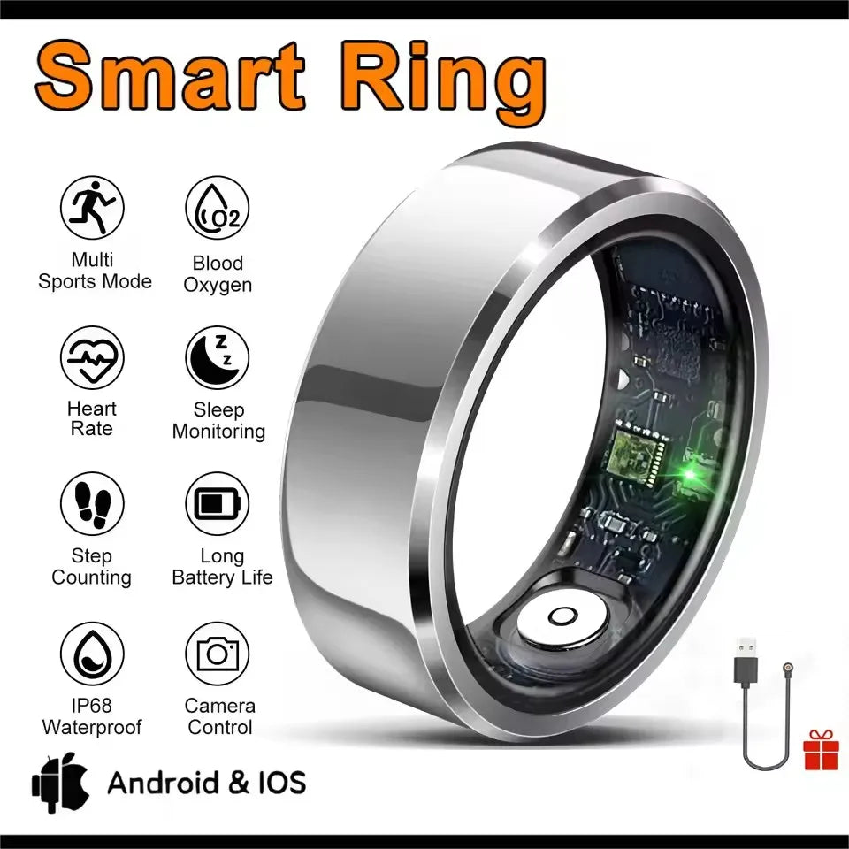 2026 Smart Ring Blood Pressure Heart Rate Sleep Monitoring Smartring IP68 & 5ATM Waterproof Multi-sport Mode Smartring Man Women Peaceful Pleasures Health and Wellness Silver 13