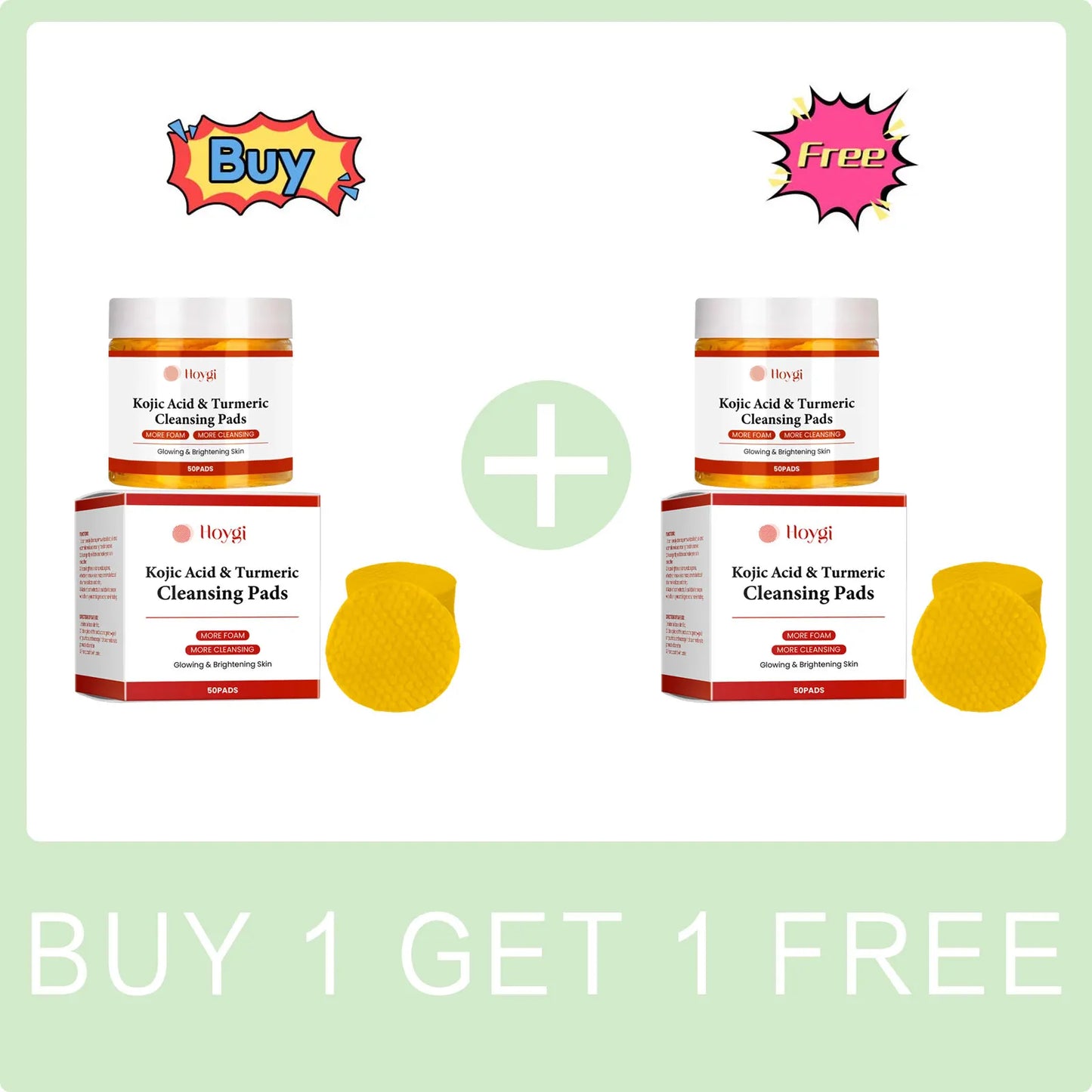 Turmeric Kojic Cleansing Pads for Face Fade Dark Spots Brighten Exfoliating Shrink Pores Oil Control Brighten Cleanser Skin Care Peaceful Pleasures Health and Wellness Buy 1 Get 1 Free 1