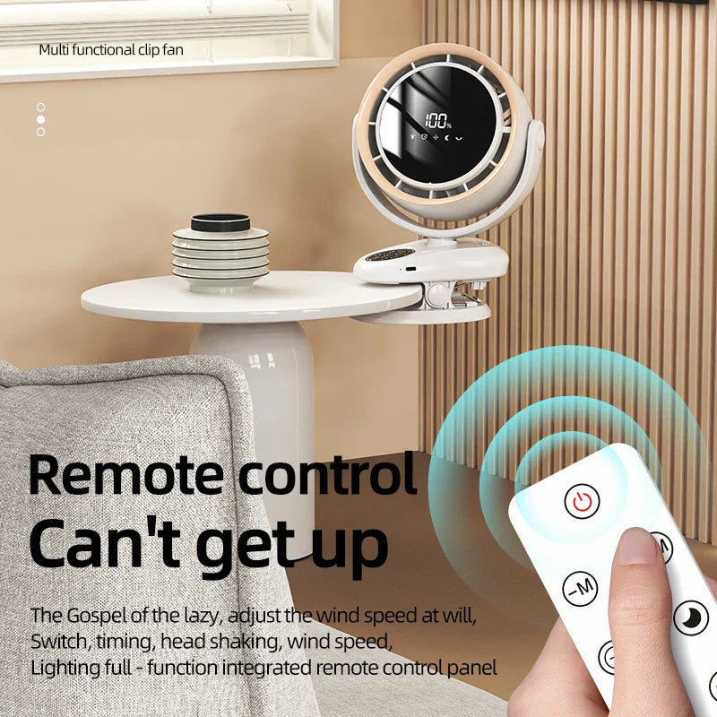 Rechargeable Desktop Fan 4000mAh – Remote & Night Light