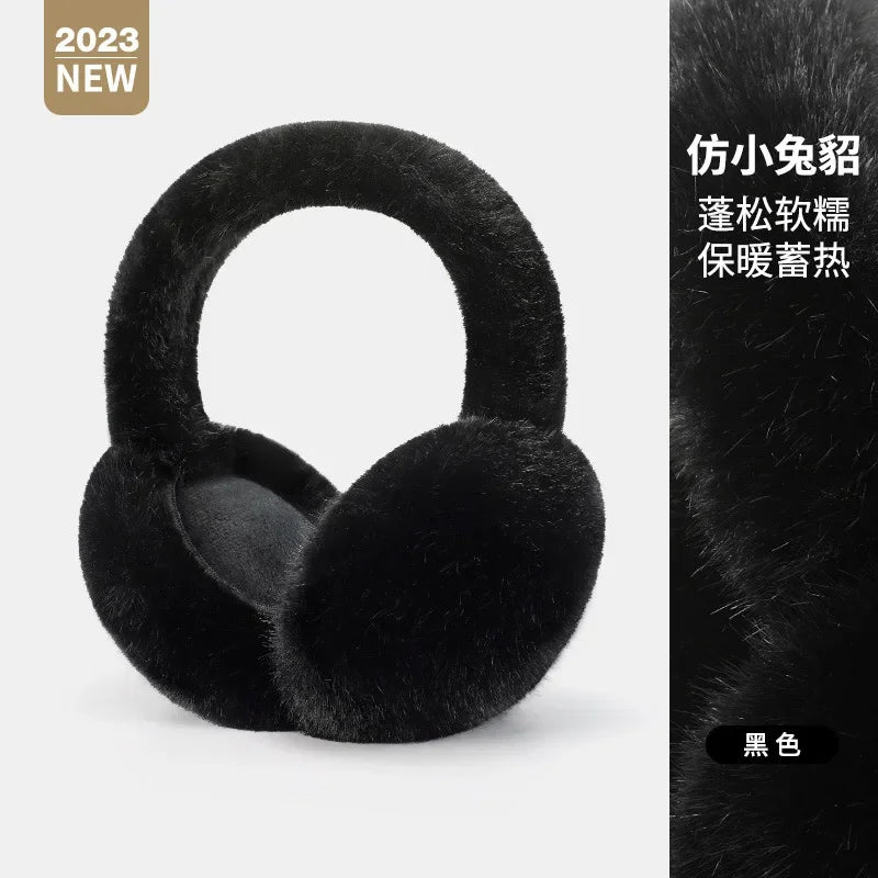 Soft Plush Ear Warmer Winter Earmuffs for Women Men Fashion Solid Color Warm Ear Cover Fashion Outdoor Cold Protection Earmuffs Peaceful Pleasures Health and Wellness black