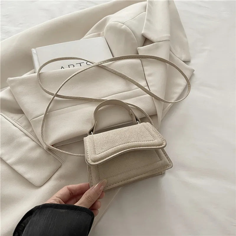 New Autumn Winter Suede High End Textured Fashion Solid Color Mini Handbag Women Stylish Crossbody Small Square Bags Daily Use Peaceful Pleasures Health and Wellness Khaki