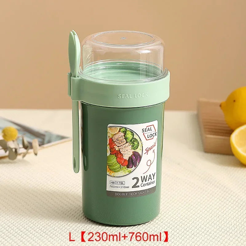 Portable Salad Cup with Lid & Fork – Leakproof Meal Prep