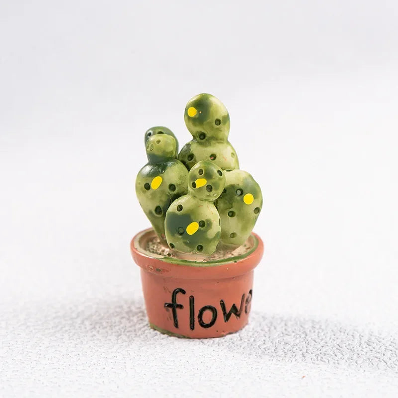 Cartoon Miniature Cactus Potted Handmade Realistic Mini Potted Plant Resin DIY Cactus Figurines Desktop Decorative Fairy Garden Peaceful Pleasures Health and Wellness 6